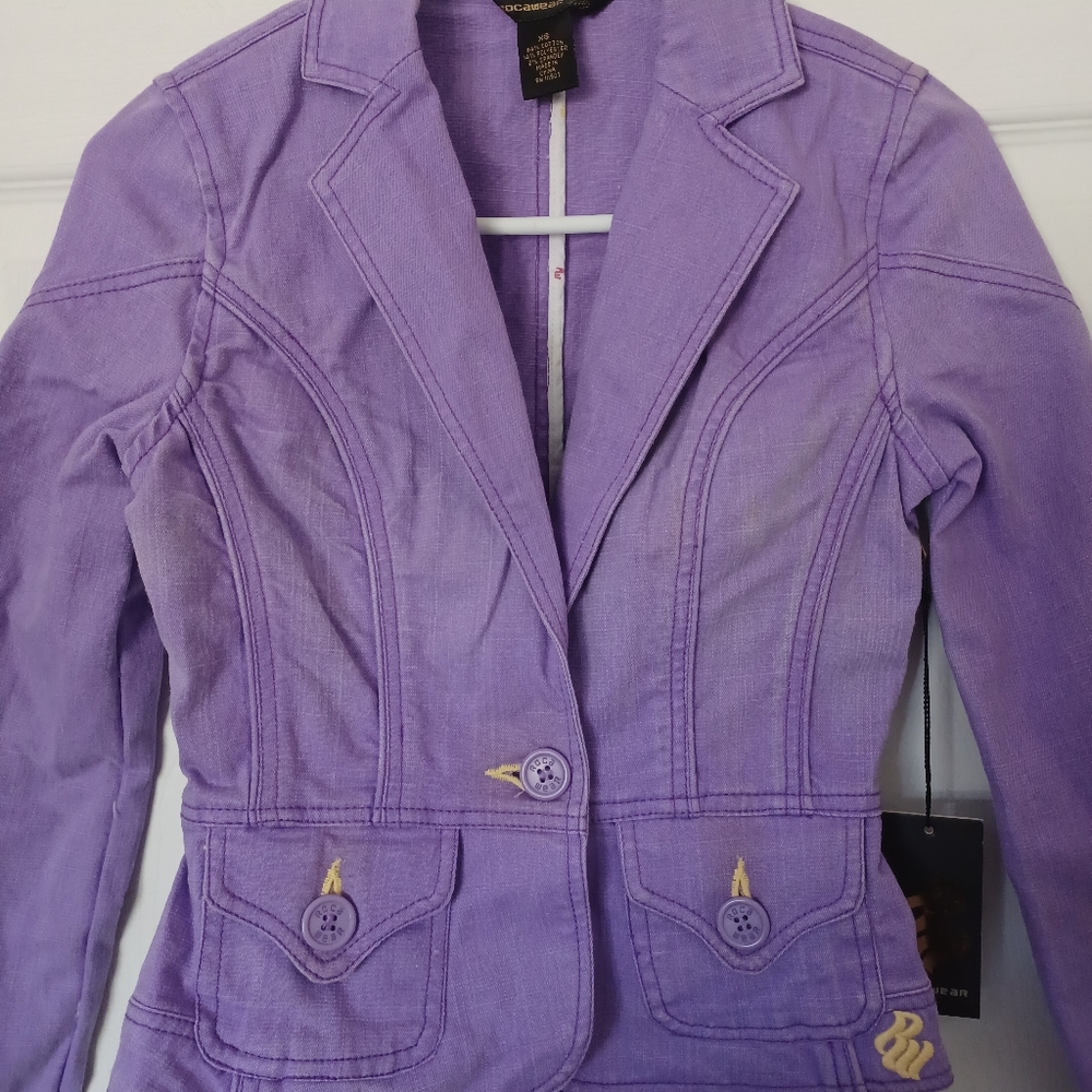 ROCAWEAR Womens JR XS jean jacket purple NWT